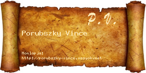 Porubszky Vince névjegykártya