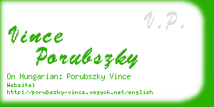 vince porubszky business card